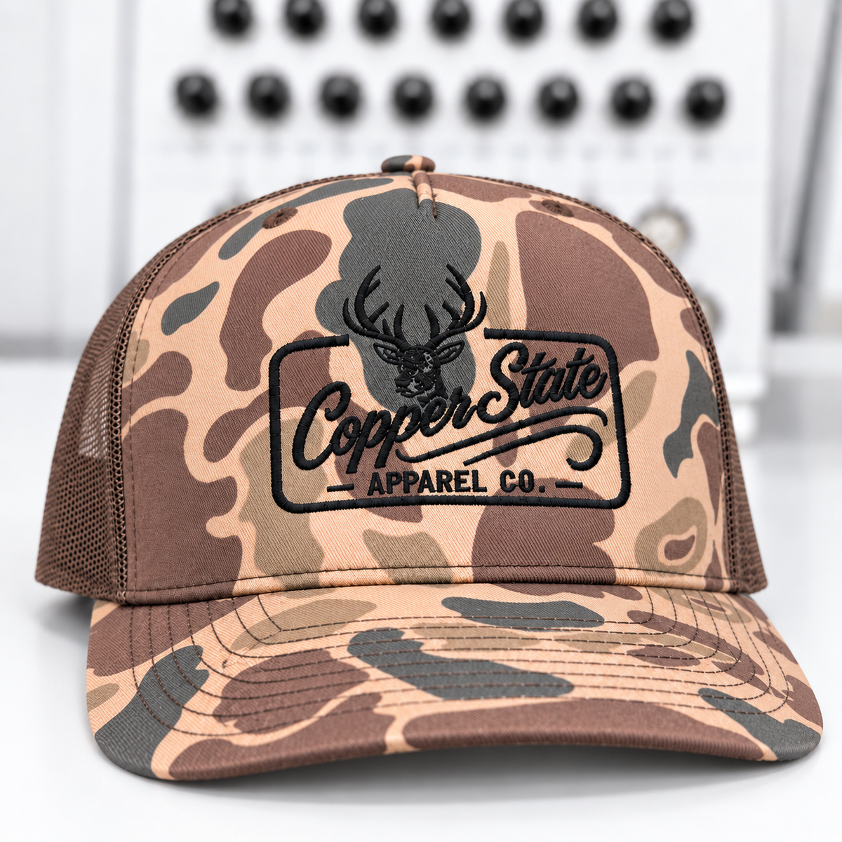 Copper State Duck Camo Embroidered Trucker Hat
