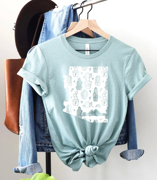 AZ Cactus Map with Canyon Scents Logo