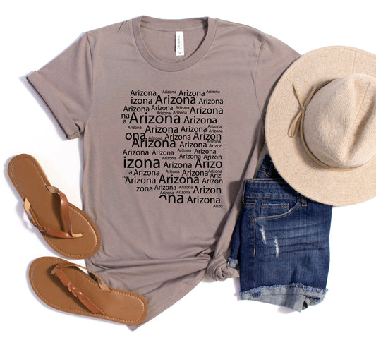 Arizona Word Map Graphic Tee