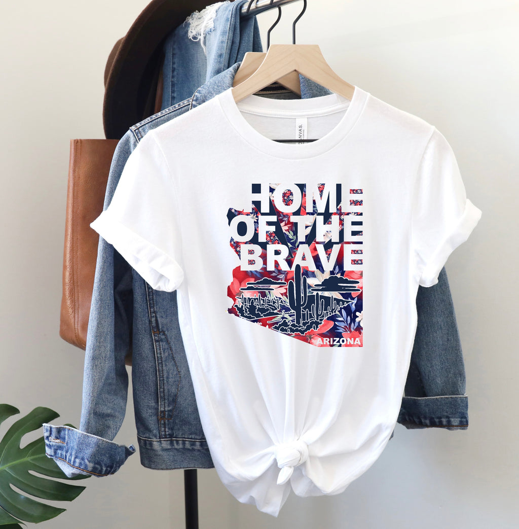 Home of the Brave Tee - Arizona Floral Edition