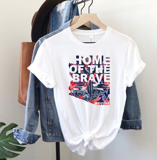 Arizona•HOME OF THE BRAVE•Floral T-Shirt